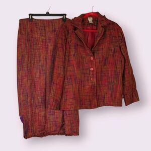 Giorgio Fiorlini Plus 2-Piece Suit 18W/20W Women’s Lined Tweed Blazer Skirt